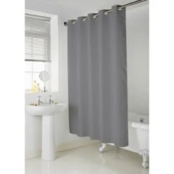 B&M Addis Hookless Textured Shower Curtain - Grey